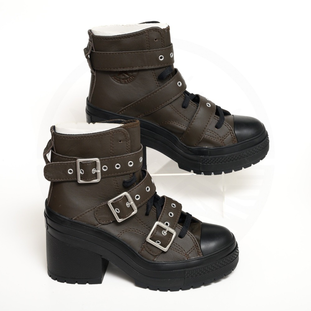 Converse Chuck 70 De Luxe Heel Women's Sz 7 Leather & Buckles Platform Boots NIB - Picture 4 of 14